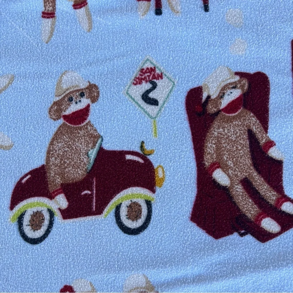 VTG Nick & Nora Sock Monkey 4-Piece Full Size Flannel Sheet Set 100% Cotton READ